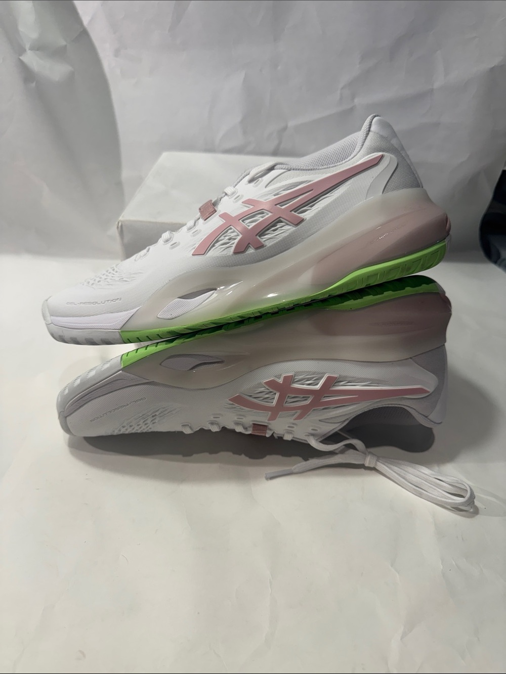 ASICS GEL-Resolution X Women’s 9 Tennis Shoes White Pink Green NEW